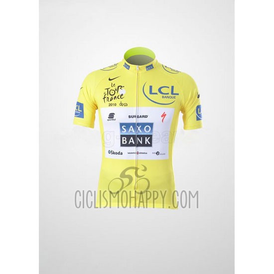 Saxobank Lider Cycling Jersey Bib Short 2010 Men Short Sleeve Yellow